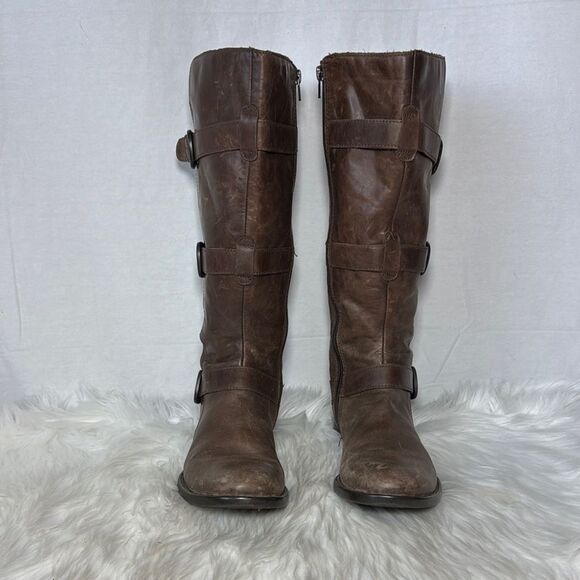 Born Umbra Women's Brown Leather Three Strap Riding Boots Sz 8 - Picture 3 of 7